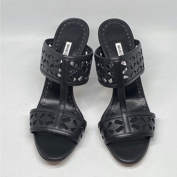 Manolo Blahnik Sophocles Perforated Mules - Picture 3 of 13